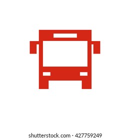 Bus with mirrors. Vector icon red
