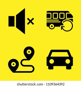 bus, mute, car frontal view and location vector icon set. Sample icons set for web and graphic design