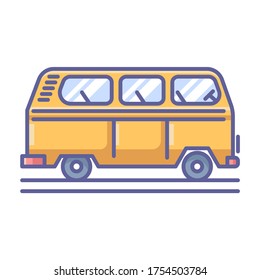 Bus, old bus vector - color icon - transportation icons