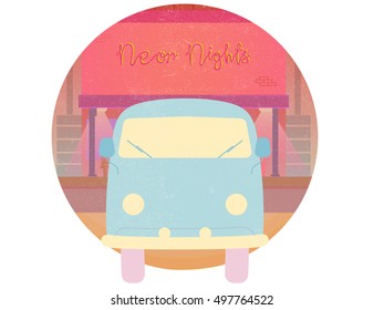 Bus on parking vector illustration