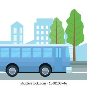 Bus on the street design, transportation drive travel traffic speed road and theme Vector illustration