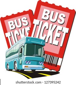 bus on a two ticket background