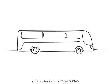 Bus One Line Art. Simple vector drawing of public transportation in one continuous line.