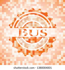 Bus orange mosaic emblem with background