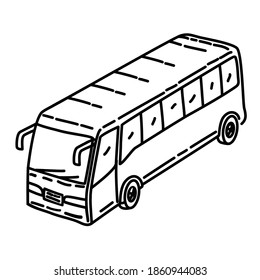 Bus Outline Hand Drawn Icon Set Vector