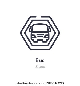 bus outline icon. isolated line vector illustration from signs collection. editable thin stroke bus icon on white background