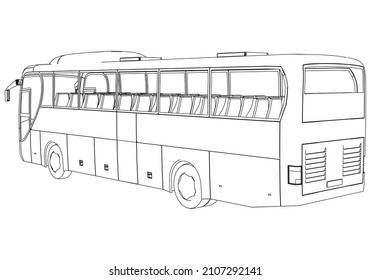 Bus outline vector illustration. Isolated on white.