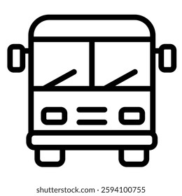 Bus outlined icon isolated on white background. School bus vector illustration