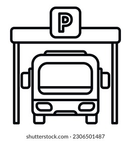 Bus paid parking icon outline vector. Car park. Space truck