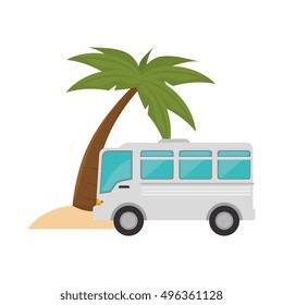 bus and palm tree