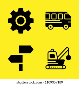 bus, panel, settings and demolishing vector icon set. Sample icons set for web and graphic design
