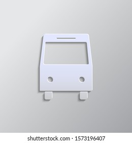 Bus paper style, vector icon. Grey color vector background