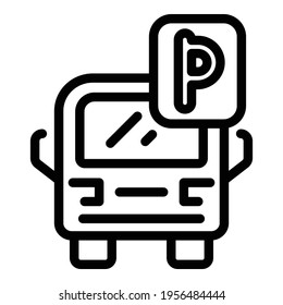 Bus parking icon. Outline bus parking vector icon for web design isolated on white background