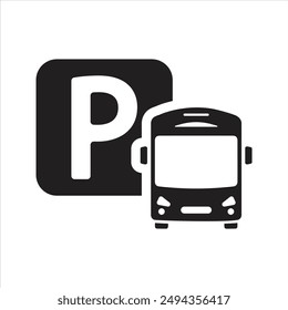 Bus parking icon. Vehicle parking icon