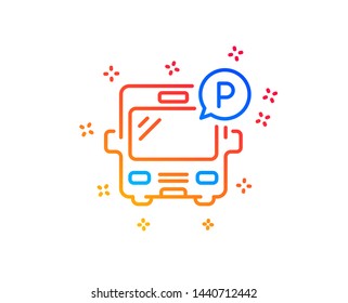 Bus parking line icon. Auto park sign. Transport place symbol. Gradient design elements. Linear bus parking icon. Random shapes. Vector