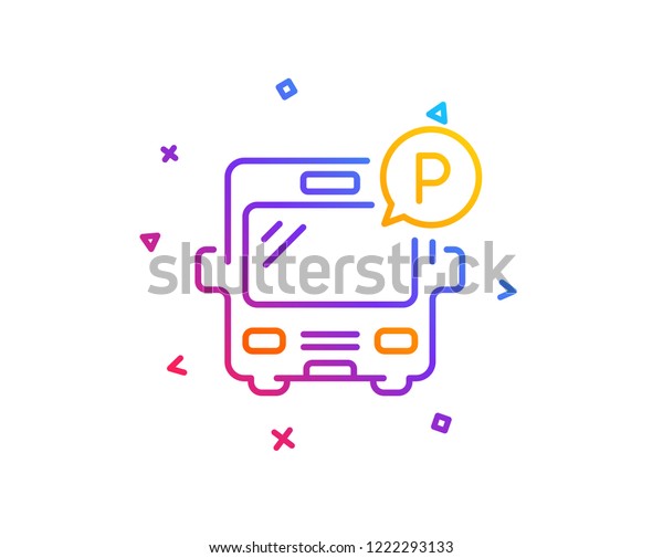 Bus parking line icon. Auto park sign. Transport\
place symbol. Gradient line button. Bus parking icon design.\
Colorful geometric shapes.\
Vector