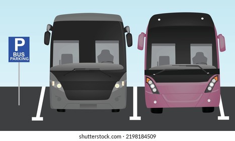 Bus  parking lot. vector illustration