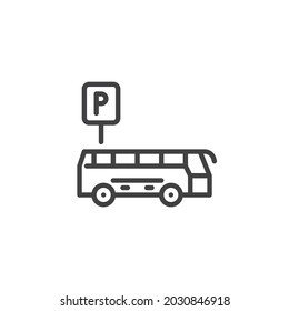Bus parking sign line icon. linear style sign for mobile concept and web design. Bus parking zone outline vector icon. Symbol, logo illustration. Vector graphics