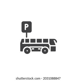 Bus parking sign vector icon. filled flat sign for mobile concept and web design. Bus parking zone glyph icon. Symbol, logo illustration. Vector graphics