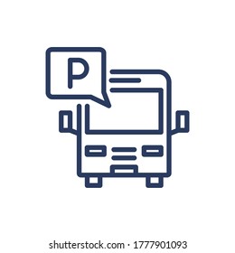 Bus parking thin line icon. Lot, place, terminal isolated outline sign. Transport, driving, transportation concept. Vector illustration symbol element for web design and apps