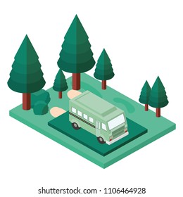 bus in the parking zone isometric