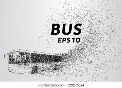 The bus from the particles. The bus consists of circles and points. Vector illustration.