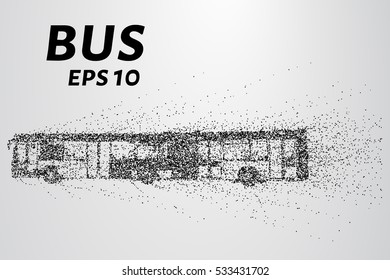 The bus from the particles. The bus consists of circles and points. Vector illustration.
