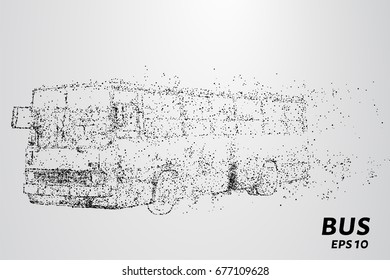 The bus from the particles. The bus consists of circles and points. Vector illustration.