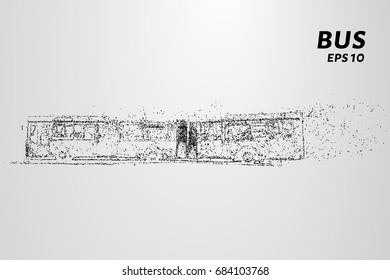 The bus from the particles. The bus consists of circles and points. Vector illustration