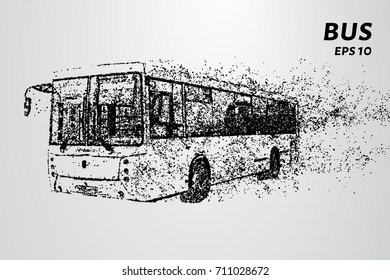 The bus from the particles. The bus consists of circles and points. Vector illustration