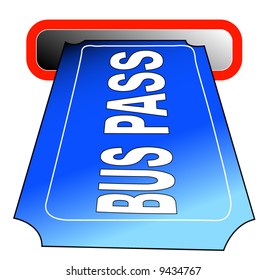 Bus Pass Going Into Slot - Vector Illustration