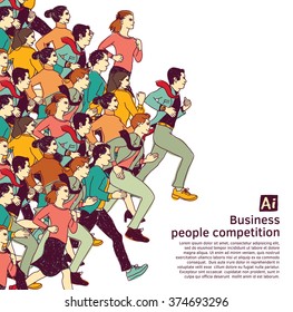 bus people big group competition color. Color vector illustration. EPS8