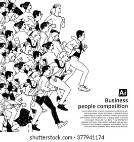 Bus people big group competition black. Monochrome vector illustration. EPS8