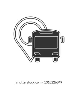 bus and pin icon. Element of navigation for mobile concept and web apps icon. Glyph, flat icon for website design and development, app development