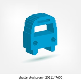 bus pixel symbol sign vector logo isolated 3d