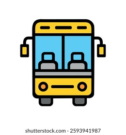 Bus public icon front view with double doors