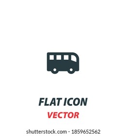 Bus Public transport icon in a flat style. Vector illustration pictogram on white background. Isolated symbol suitable for mobile concept, web apps, infographics, interface and apps design.