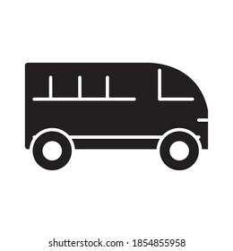 bus public transport, side view silhouette icon isolated on white background vector illustration