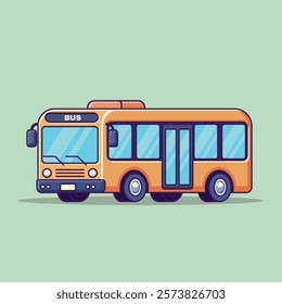 Bus Public Transportation Cartoon Vector Icon Illustration. Bus Icon Concept Isolated Premium Vector. Flat Cartoon Style