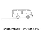 Bus for public transportation in city. Continuous one line drawing. Minimalism style. Vector illustration