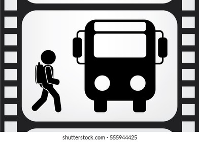 bus, pupil vector icon