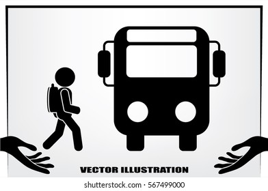 bus, pupil vector icon