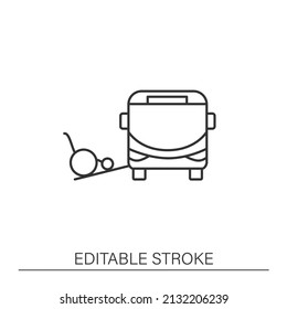 Bus ramp line icon. Wheelchair bus entrance, exit.Accessible city concept. Isolated vector illustration. Editable stroke