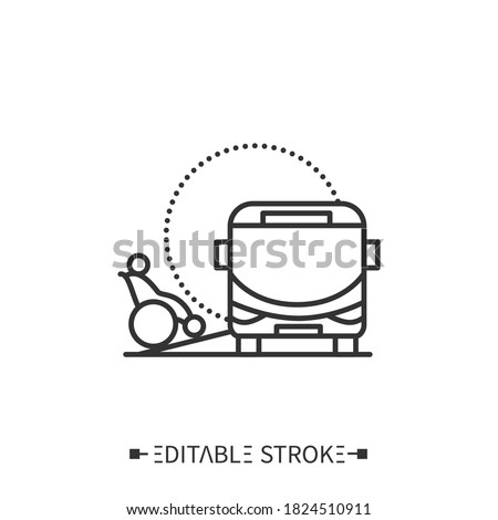  Bus ramp line icon. Wheelchair bus entrance, exit. Accessible public transport, city. Barriers-free environment and social adapting for disabled people.Isolated vector illustration. Editable stroke 