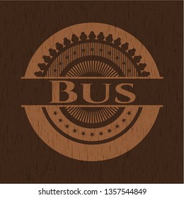 Bus realistic wooden emblem