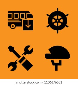 bus, rear, element and view icons set. Vector illustration for web and design