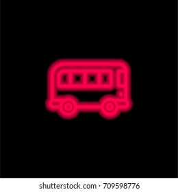 Bus red glowing neon ui ux icon. Glowing sign logo vector