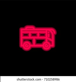 Bus red glowing neon ui ux icon. Glowing sign logo vector