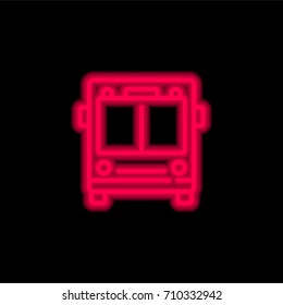 Bus red glowing neon ui ux icon. Glowing sign logo vector