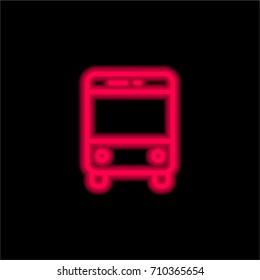 Bus red glowing neon ui ux icon. Glowing sign logo vector